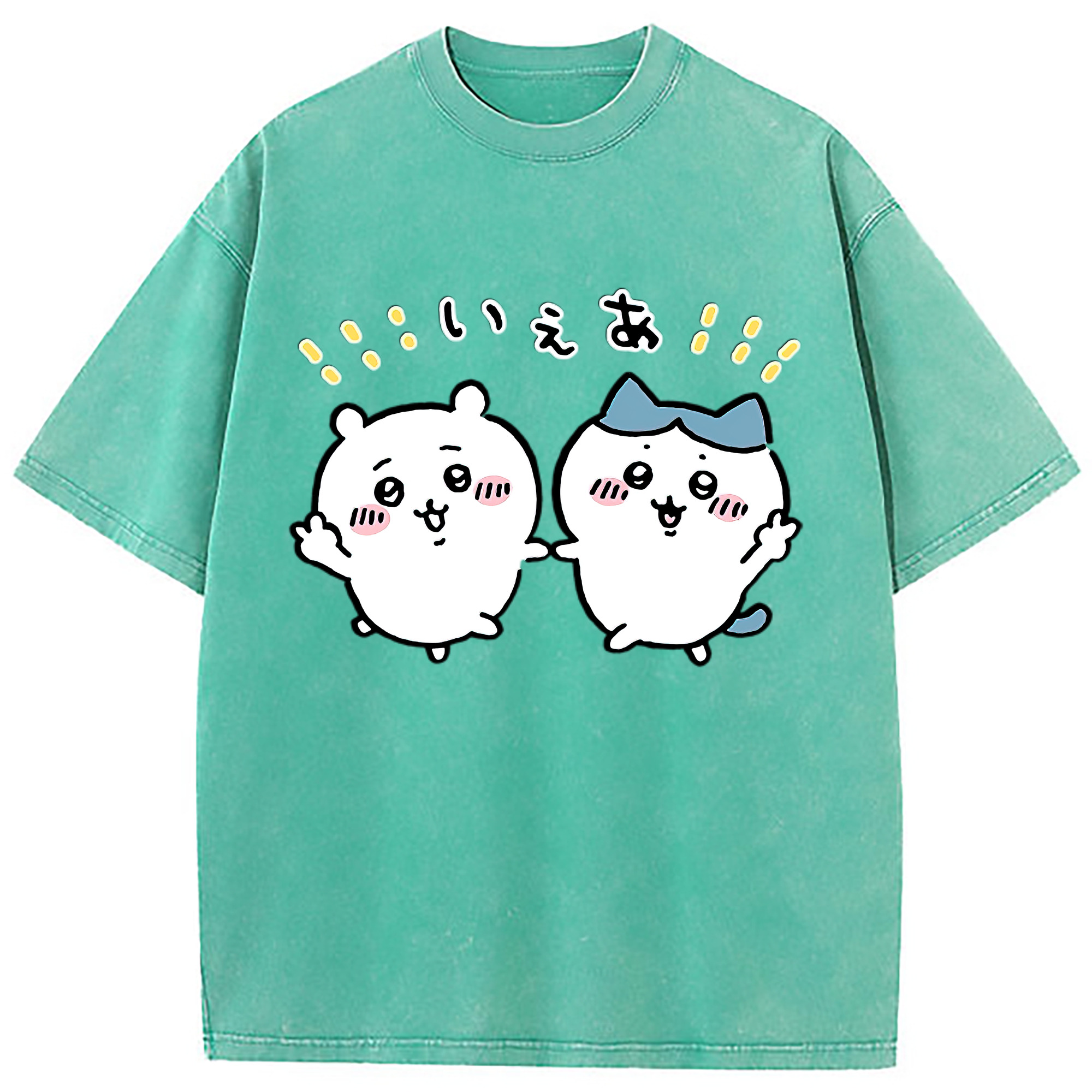 （画像用） ちいかわ ハチワレ Chii-kawa hachiware 綿100% ヴィンテージ風 半袖Tシャツ（フロントプリント）